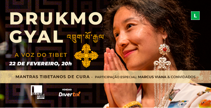 Banner da peça Drukmo Gyal - A Voz do Tibet