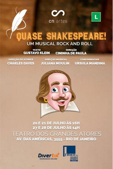 Capa da peça Quase Shakespeare
