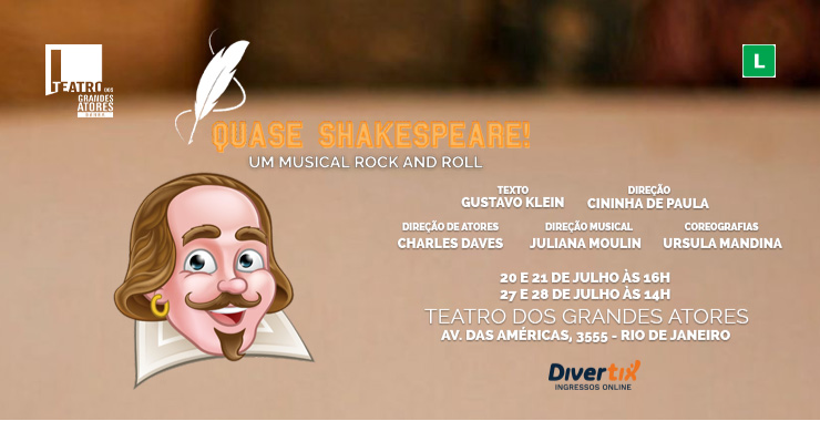 Banner da peça Quase Shakespeare