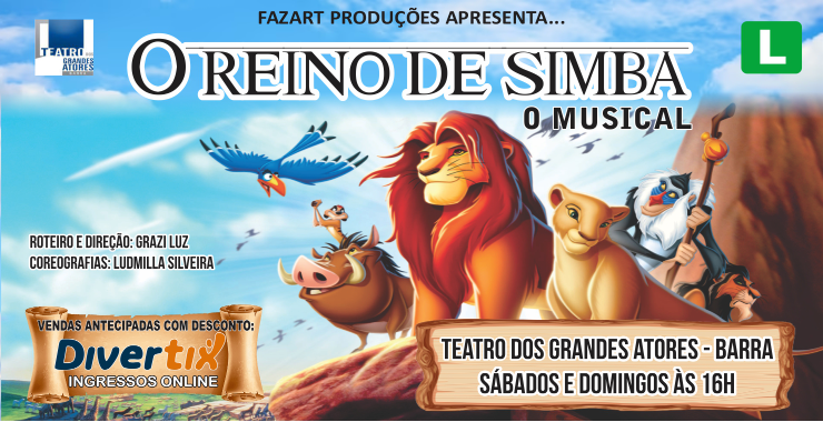 Banner da peça O Reino de Simba - o musical