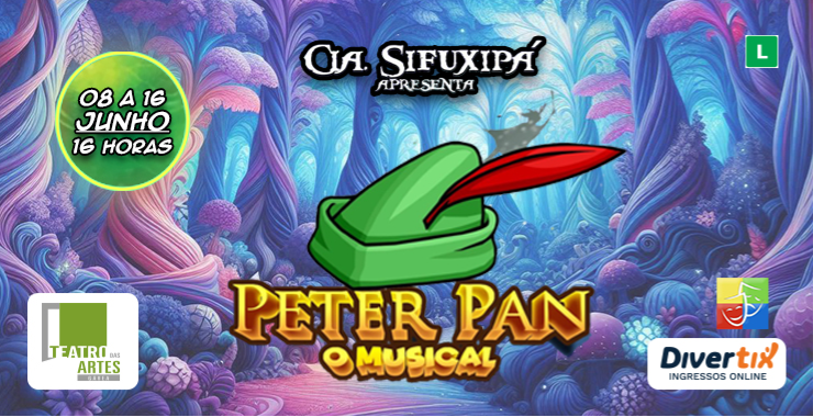 Banner da peça Peter Pan O  Musical